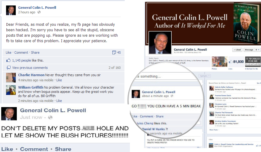 Colin Powell's Facebook-hacked