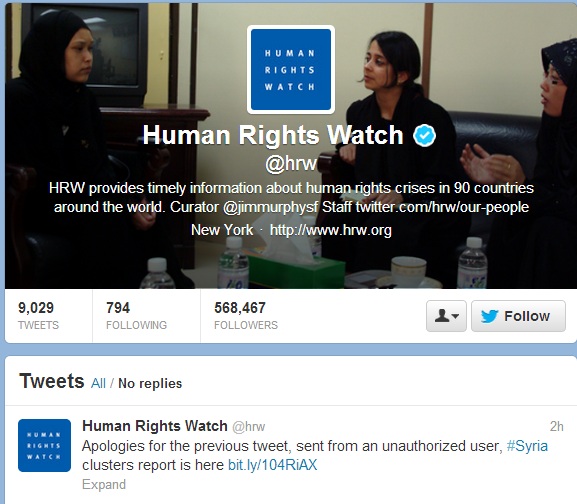 Human-right-watch-twitter-account-hacked-by-Syrian-Electronic-Army-1