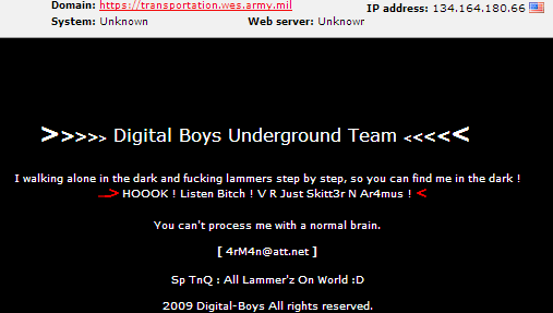 U.S. Army's Engineers Corps Website (transportation.wes.army.mil) Hacked and Defaced by Digital Boys