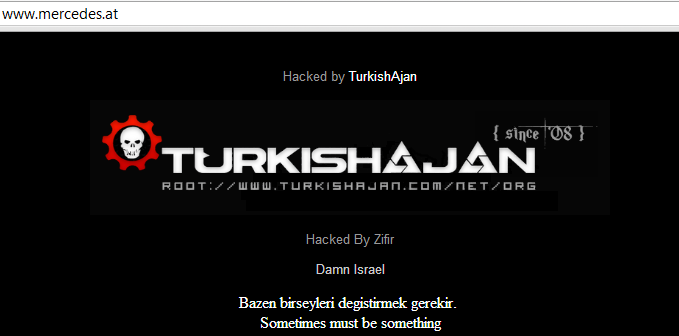 Mercedes-Benz Website Defaced by Zifir of TurkishAjan Hacking Group