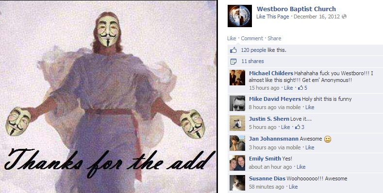 Westboro Baptist Church's Official Facebook Page Hacked by Anonymous-2