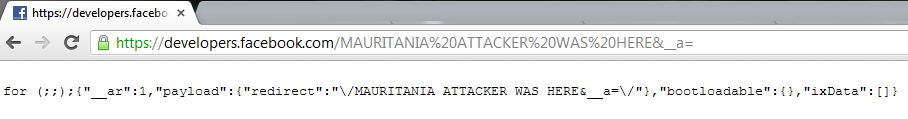 Developers.facebook.com Hacked via Text Load Injection by Mauritania Attacker of AnonGhost