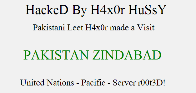 Offical United Nation Pacific Website Hacked by Pakistani Hacker