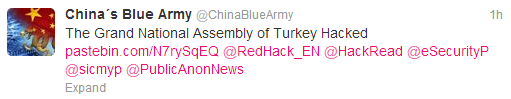 #OpTurkey-Grand National Assembly of Turkey Website Hacked, Login details Leaked by China Blue Army