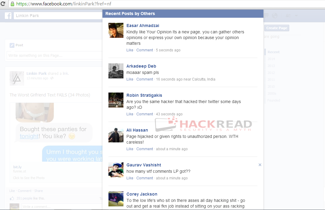 linkin-park-official-facebook-page-hacked-spammed-with-adverts-5
