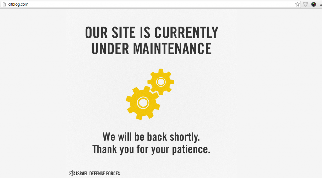 Under maintenance message displaying on IDF blog.