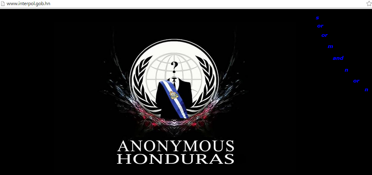 Anonymous Honduras hacks Interpol Honduras and 6 other government websites against electoral fraud