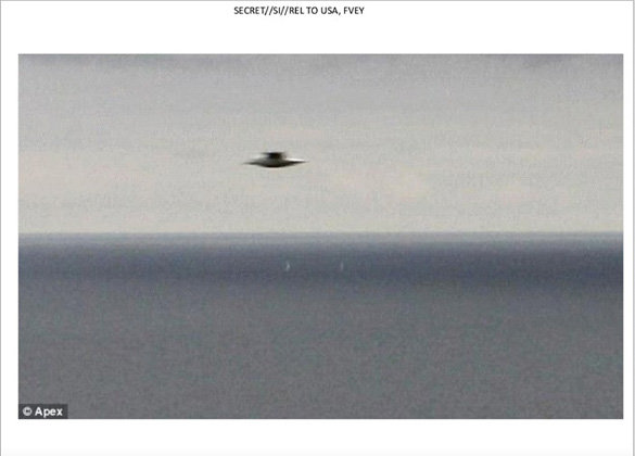     A document among the trove leaked by Edward Snowden contains slides showing images of flying saucer