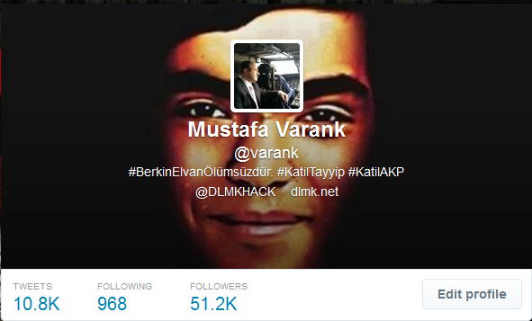 Elvan’s portrait left on Turkish PM's adviser's twitter account