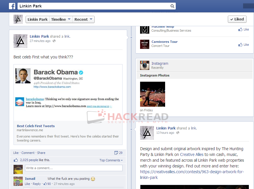 linkin-park-official-facebook-page-hacked-spammed-with-adverts-3