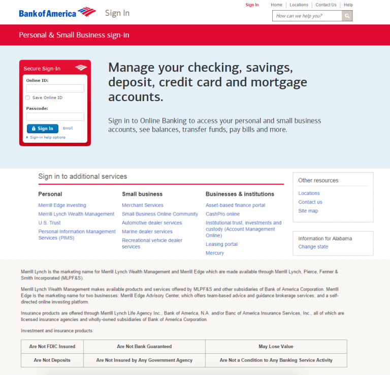 current phishing scams for bank of america