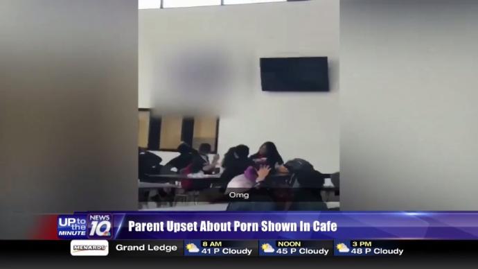 Schoolsexyvideo - School cafeteria TV monitor plays porn leaving students baffled