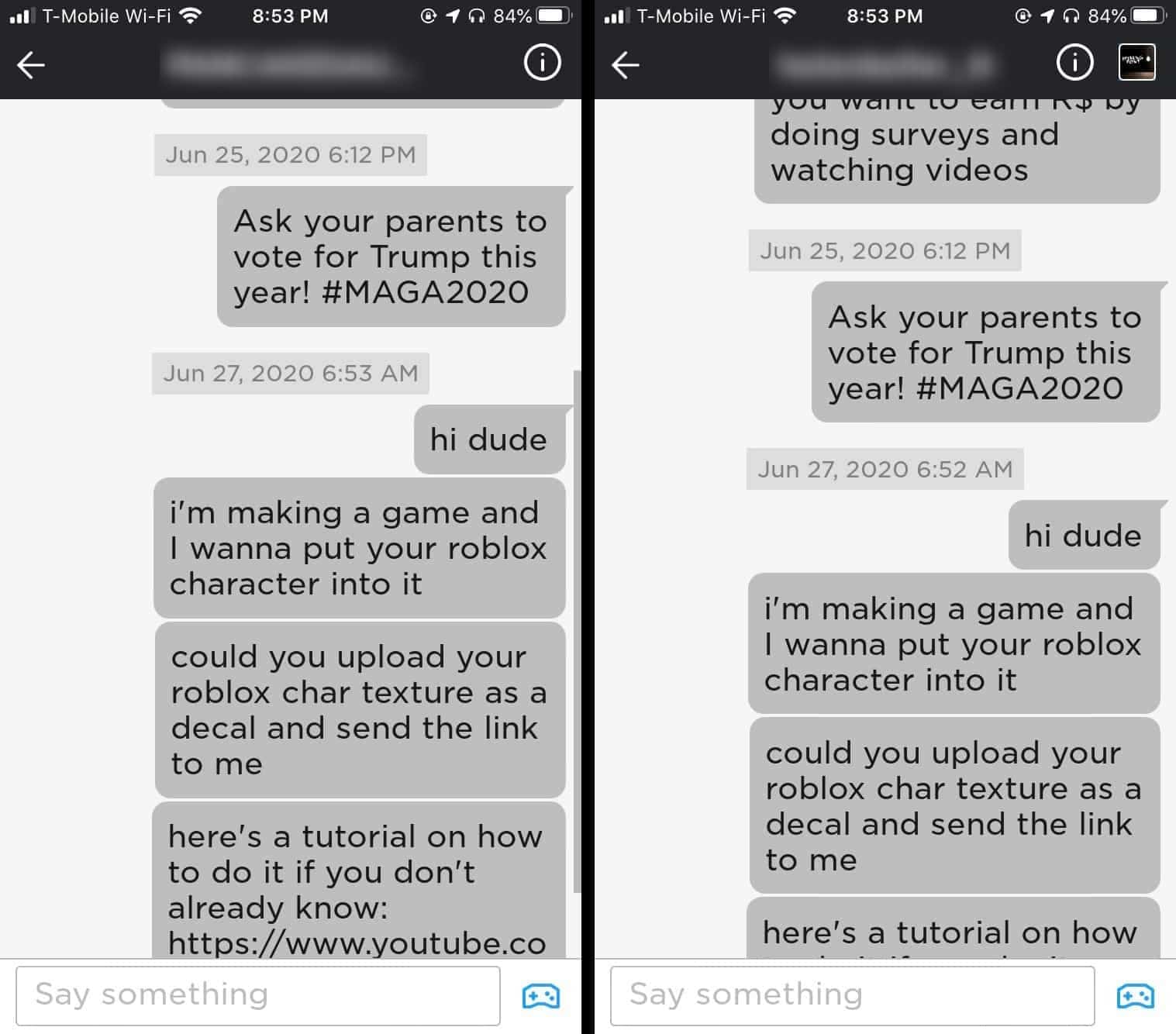 Hackers Deface Roblox Accounts With Pro Trump Messages - roblox hacker group