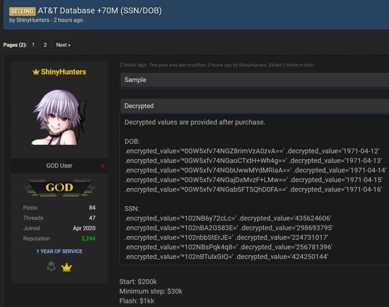 AT&T breach? ShinyHunters selling AT&T database with 70 million SSN