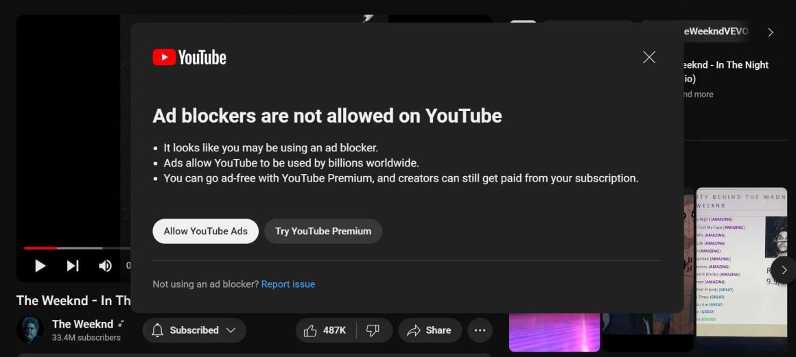 YouTube Takes On Ad Blockers With Warning Pop-Ups