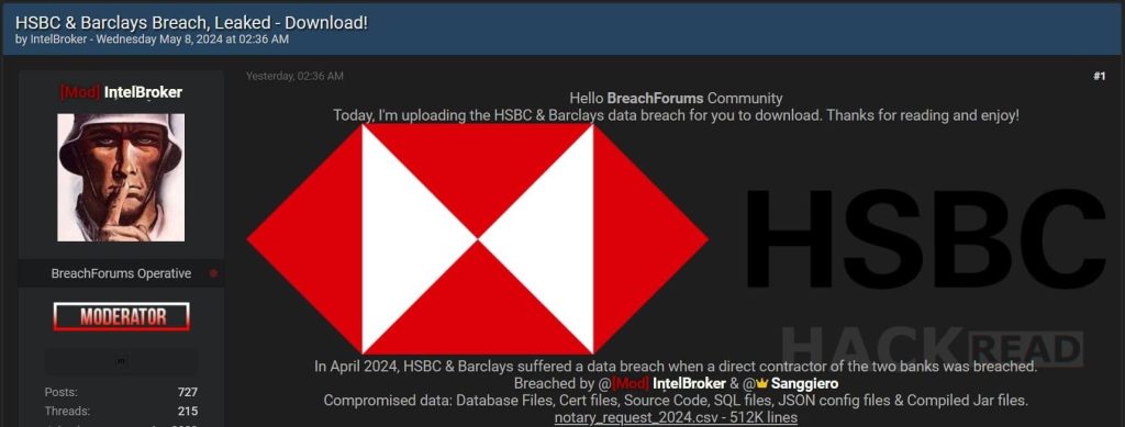 IntelBroker Hacker'ın HSBC ve Barclays Bankası Verilerini Sızdırdığı İddiası