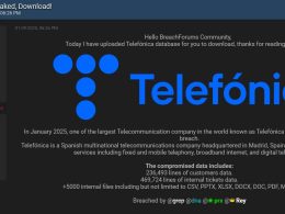 Hackers Breach Telefónica's Network, Leak 2.3 GB of Data Online