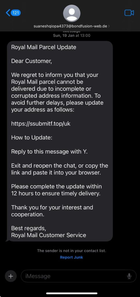 Royal Mail SMS Phishing Scam Targets Victims with Fake Delivery Fee Requests