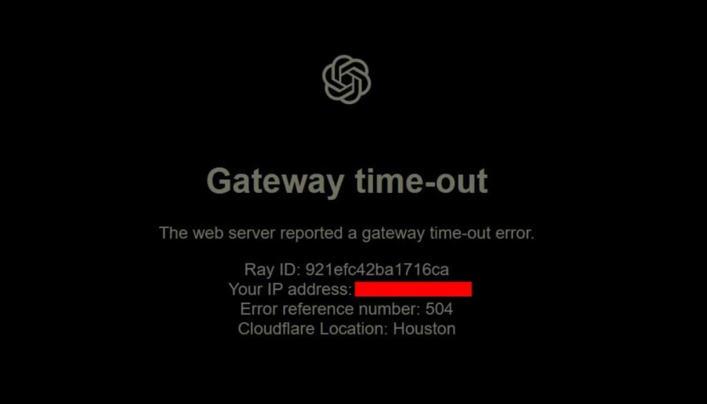 ChatGPT Down as Users Report "Gateway Time-out" Error