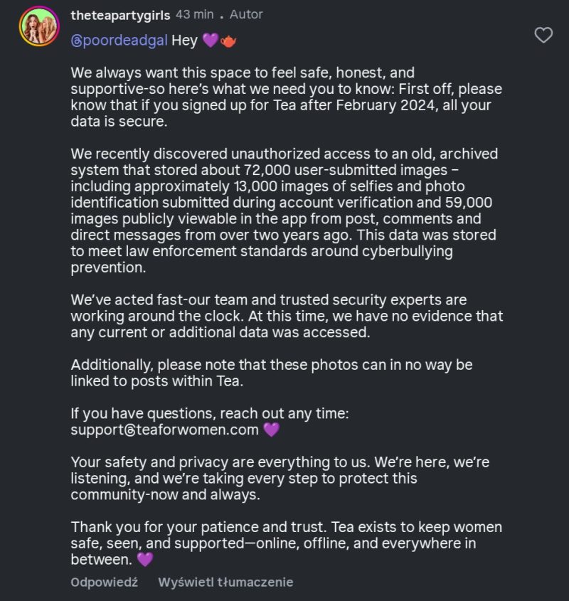 Tea App Breach: Women Only Dating Platform Leaks 72K User Images