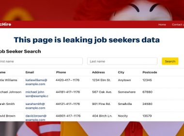 McDonald’s McHire Vulnerability Leaked Data of 64 Million Job Seekers