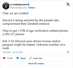 Discord Says Hackers Stole 70,000 ID Photos, Dismisses Extortion Claims