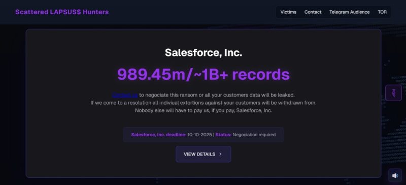 Scattered LAPSUS$ Hunters Claim Salesforce Breach, 1B Records, 39 Firms Listed