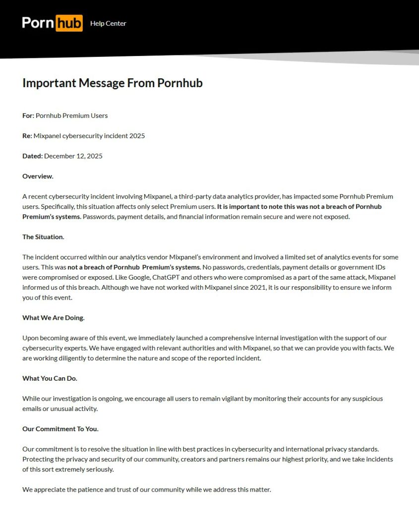 Hackers Claim Stealing 94GB of Pornhub Premium User Watch Histories