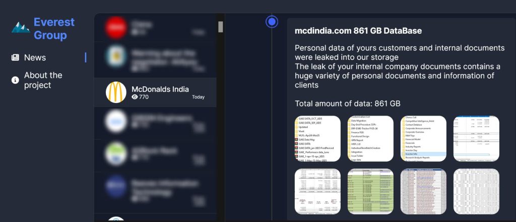Everest Ransomware Claims McDonalds India Breach Involving Customer Data