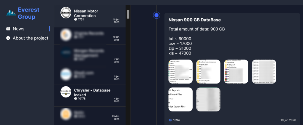 Everest Ransomware Claims Breach at Nissan, Says 900GB of Data Stolen