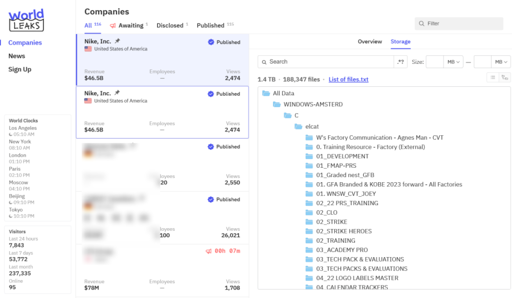 Nike Data Breach Claims Surface as WorldLeaks Leaks 1.4TB of Files Online