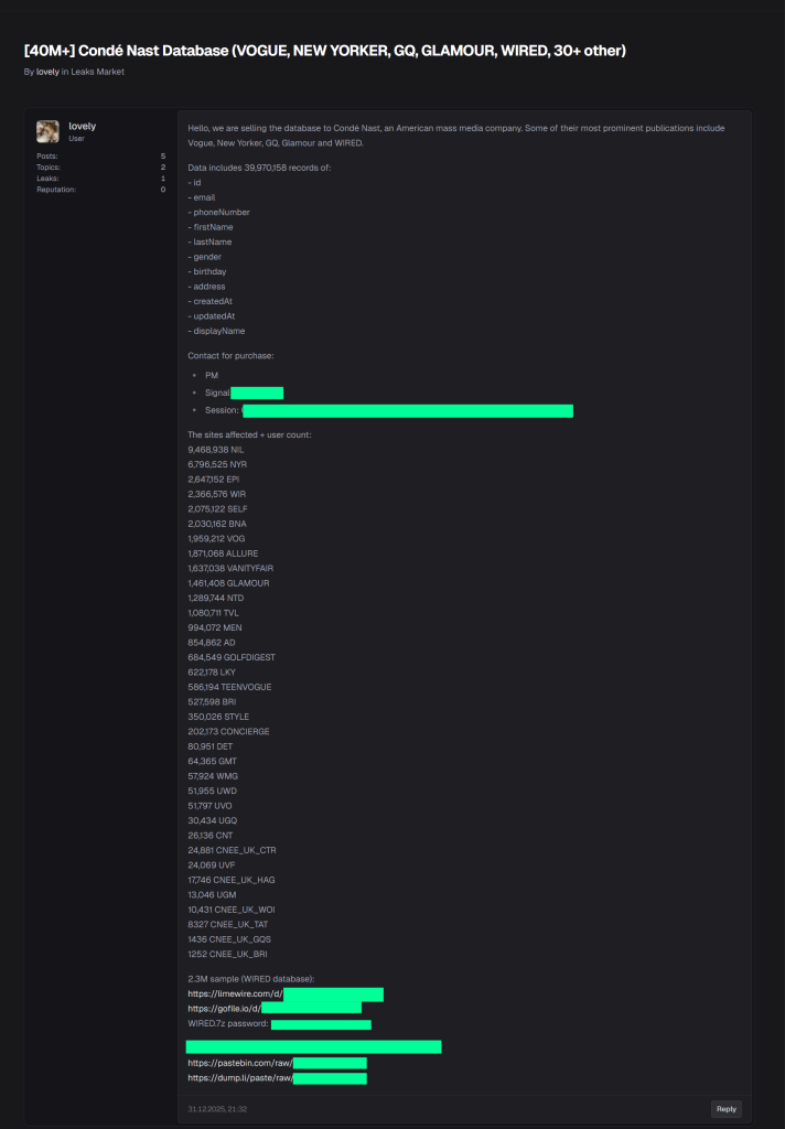 Hacker Behind Wired.com Leak Now Selling Full 40M Condé Nast Records