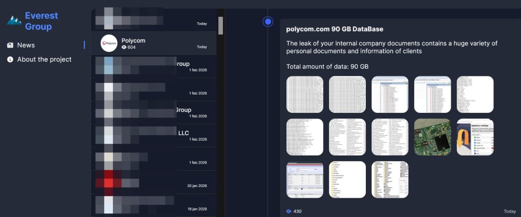 Everest Ransomware Claims 90GB Data Theft Involving Legacy Polycom Systems