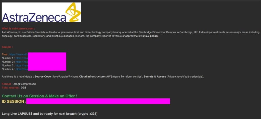 Hacker Group LAPSUS$ Claims Alleged AstraZeneca Data Breach