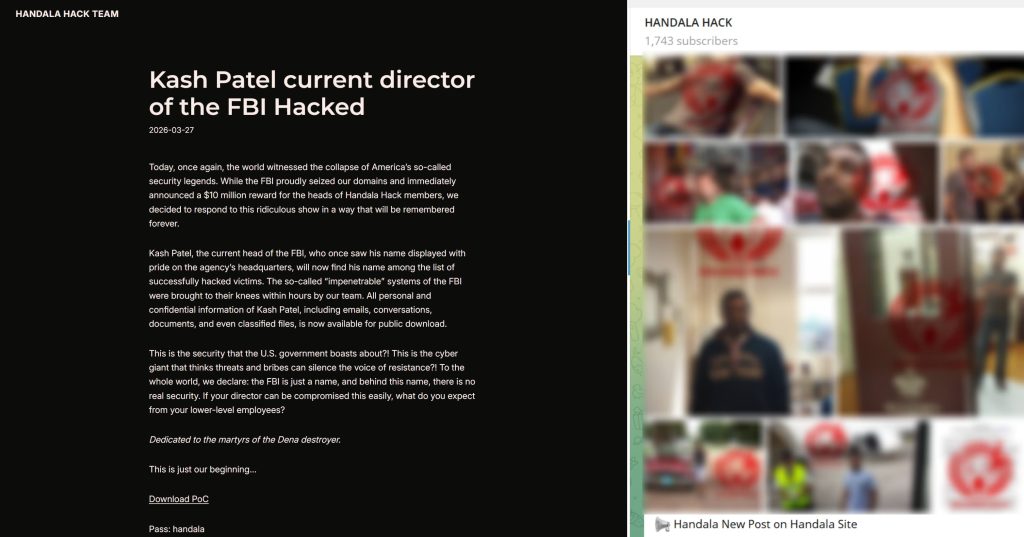 Iran-Linked Handala Hackers Breach FBI Chief Kash Patel’s Gmail