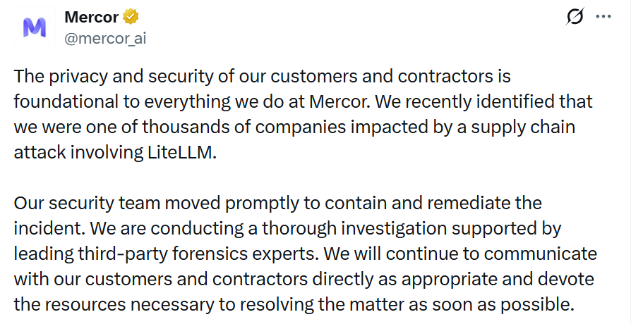 AI Firm Mercor Confirms Breach as Hackers Claim 4TB of Stolen Data