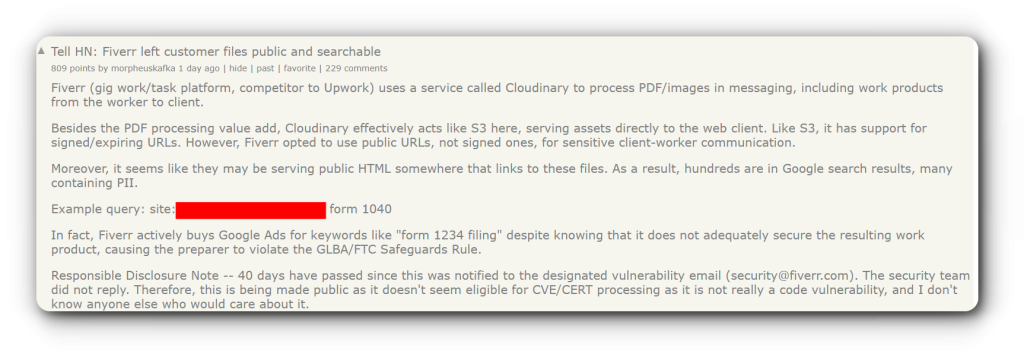 Researchers Say Fiverr Left User Files Open to Google Search