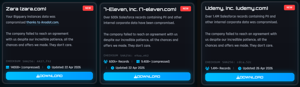 ShinyHunters Leaks Data of Udemy, Zara, 7-Eleven in Salesforce Linked Breach