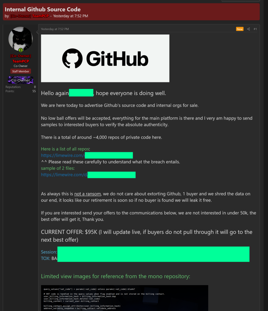 GitHub Hacked: TeamPCP Steals 3,800 Code Repositories via VS Code Extension