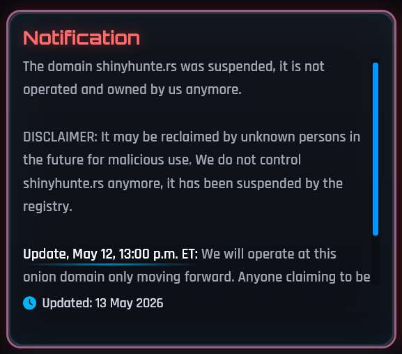 Canvas Hackers ShinyHunters Say Their Official Domain Was Suspended