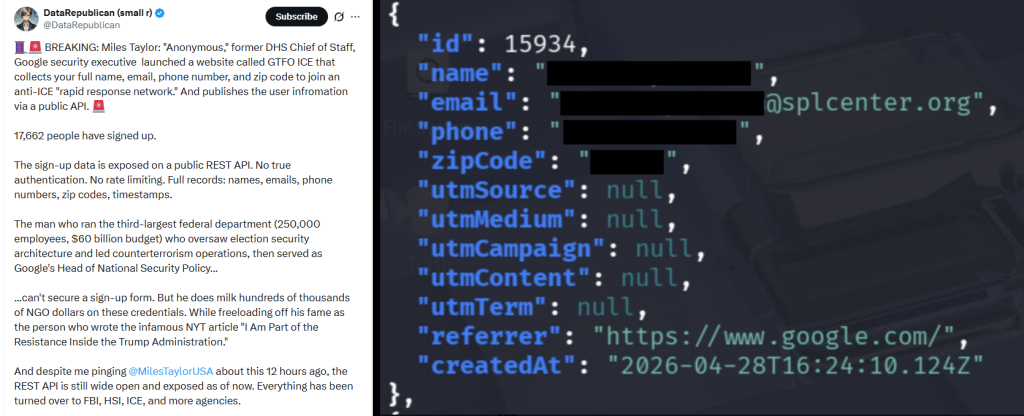 Miles Taylor’s GTFO ICE Website Allegedly Leaks Personal Data of 17,000 Users