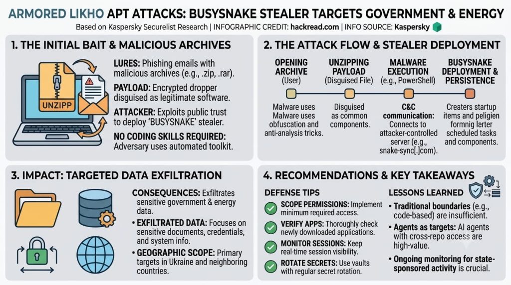 Armored Likho Hits Government, Energy Sectors With BusySnake Stealer