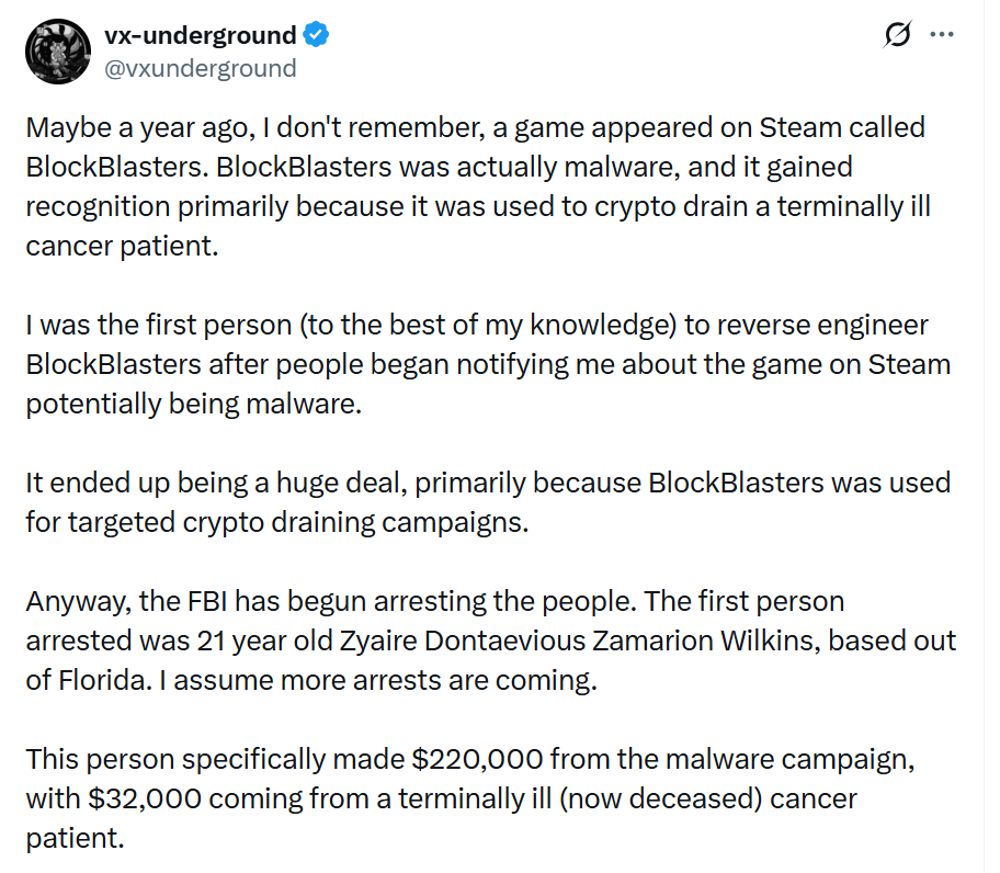 FBI Arrests Florida Man Over Steam Malware That Stole $220K in Crypto