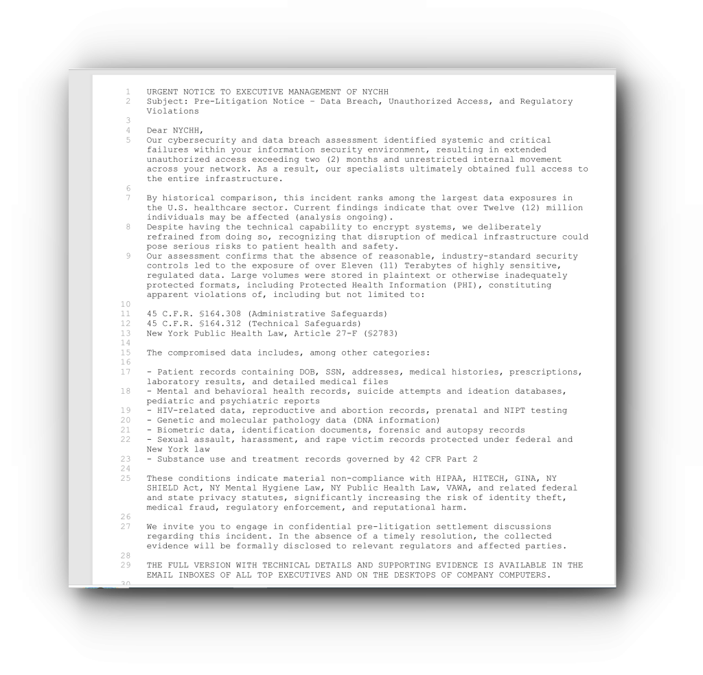 LeakNet Claims NYC Health + Hospitals Breach Affected 12 Million Patients