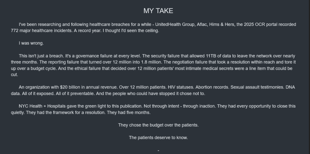 LeakNet Claims NYC Health + Hospitals Breach Affected 12 Million Patients