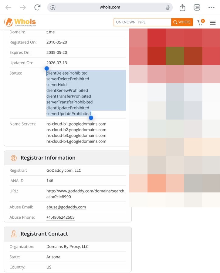 Telegram’s t.me Links Go Offline After Registry Places Domain on serverHold