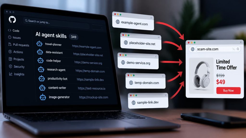 Placeholder Domains Used by 349 AI Agent Skills Found Redirecting to Scams
